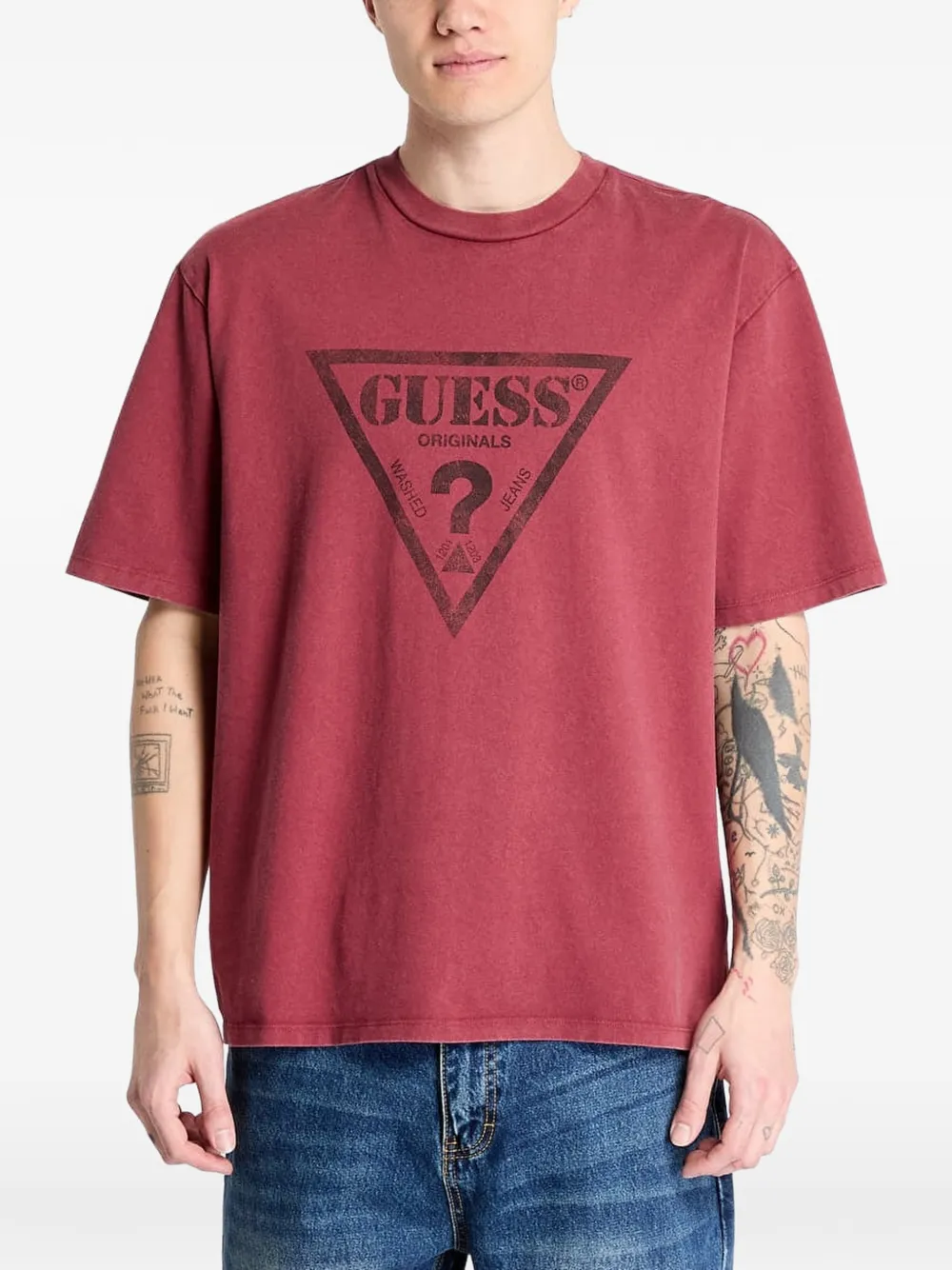 Guess Usa Logo-print T-shirt In Red