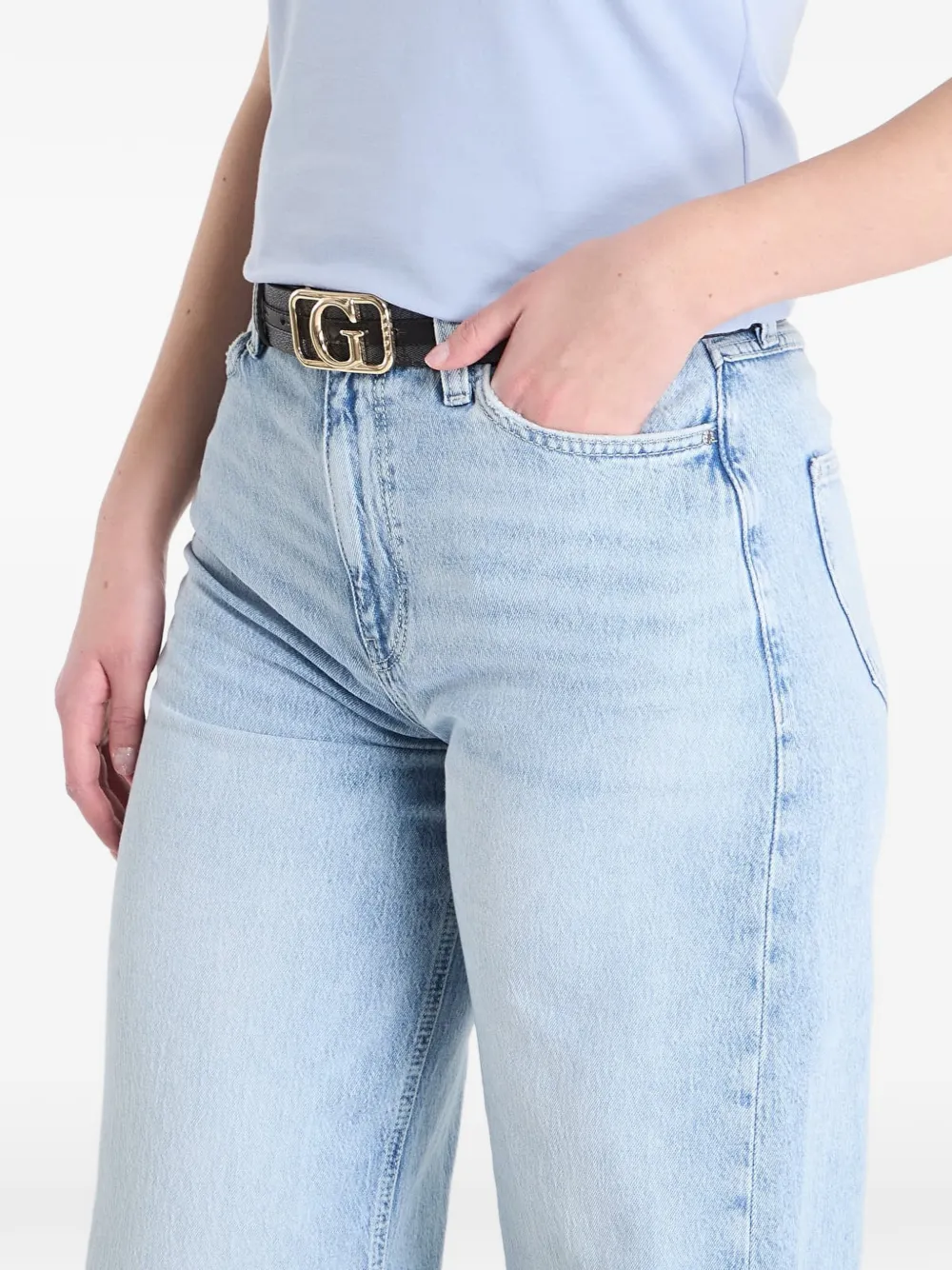 GUESS USA Bellagio jeans met wijde pijpen en vervaagd effect Blauw