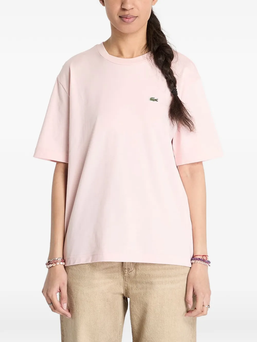 Lacoste Logo-appliqué T-shirt In Pink