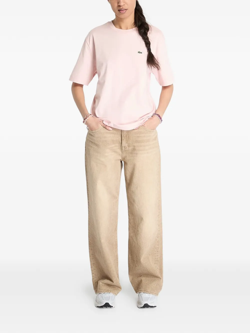 Lacoste T-shirt met logo-applicatie Roze