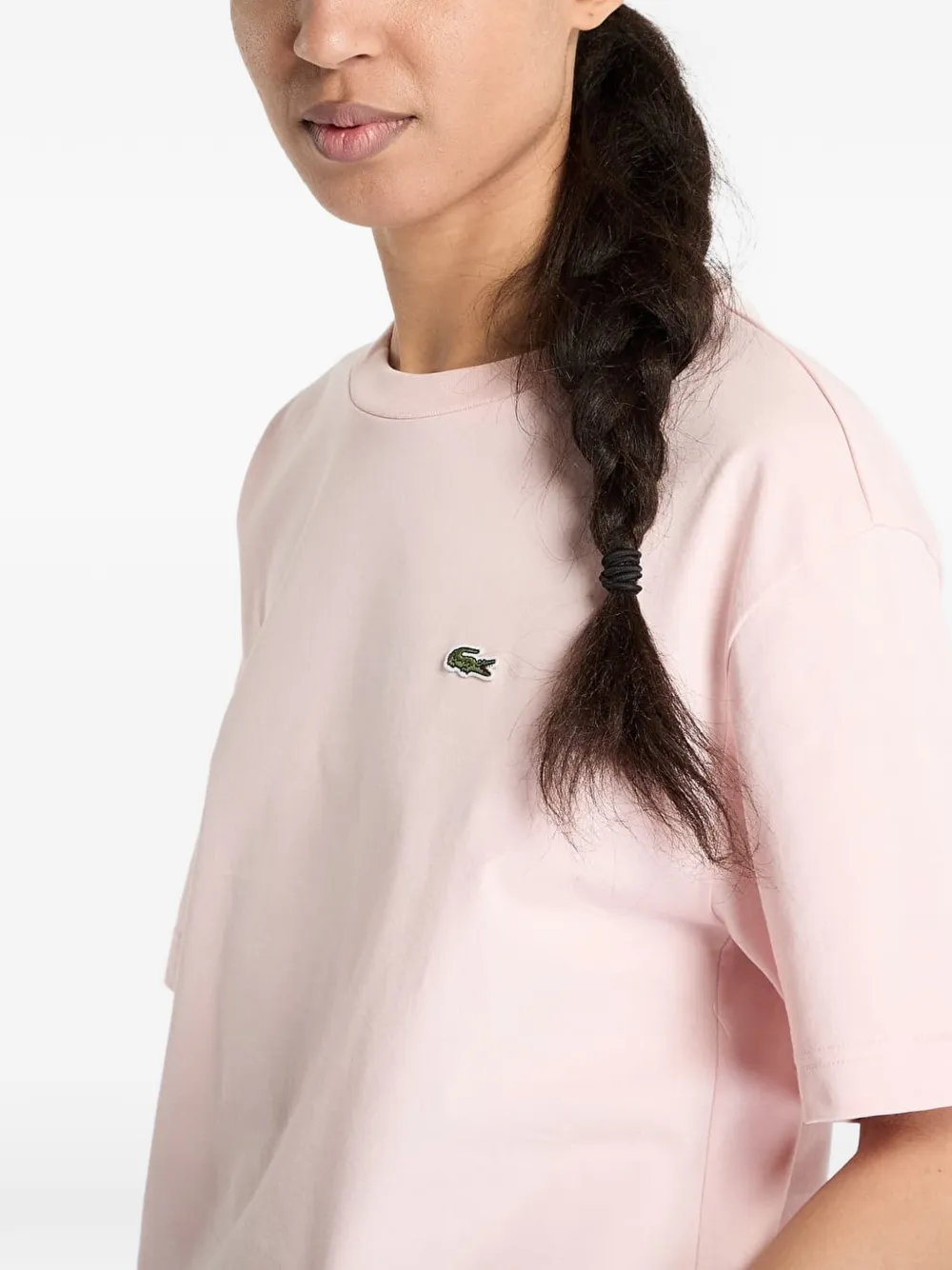 Lacoste T-shirt met logo-applicatie Roze