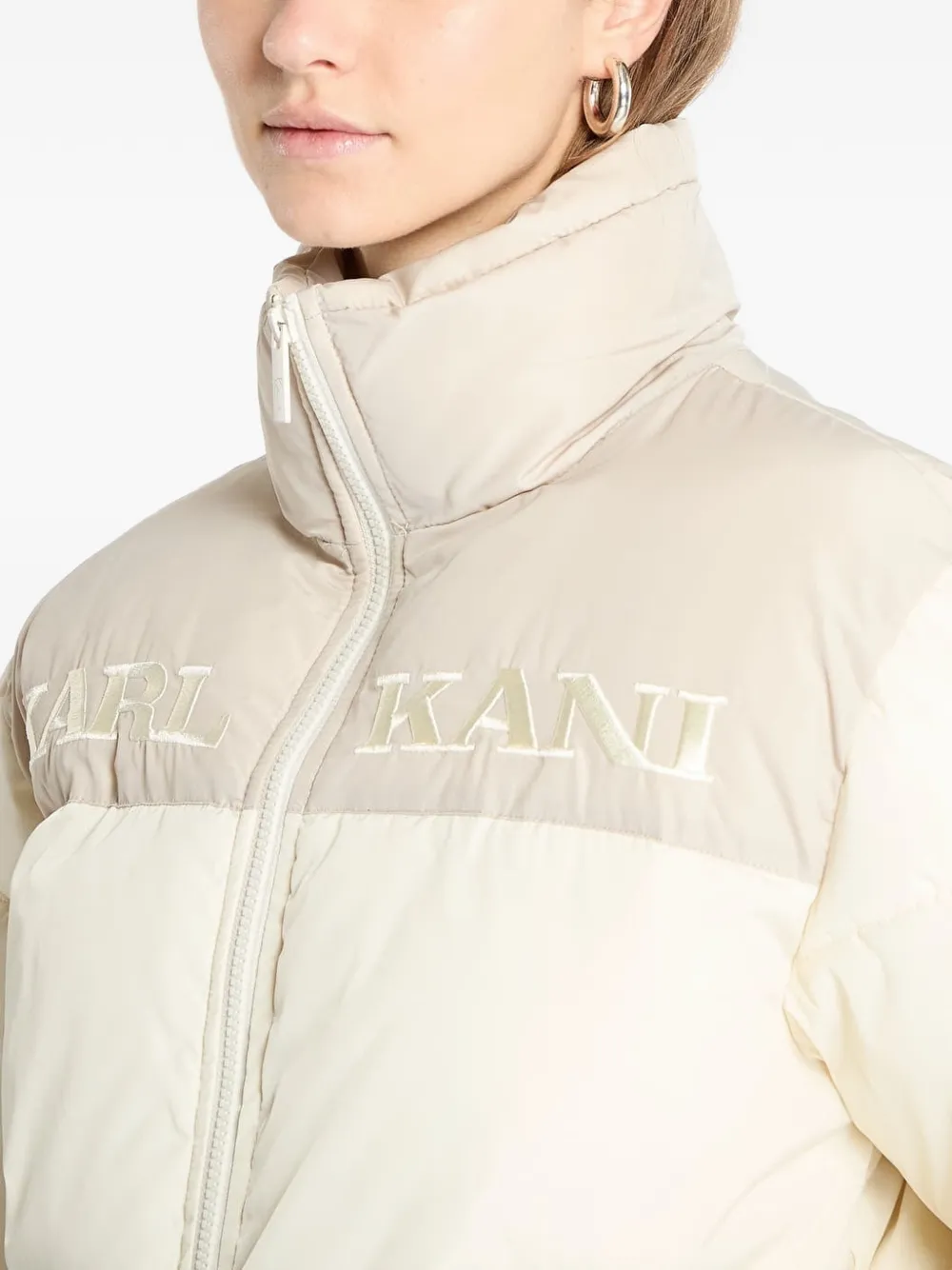 karl kani Retro Essential tweekleurig gewatteerd jack Beige