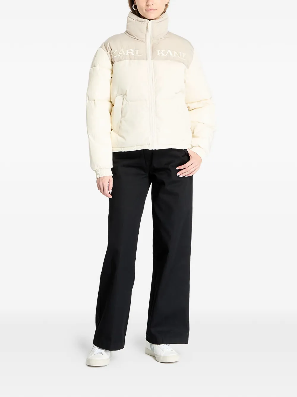 karl kani Retro Essential tweekleurig gewatteerd jack Beige