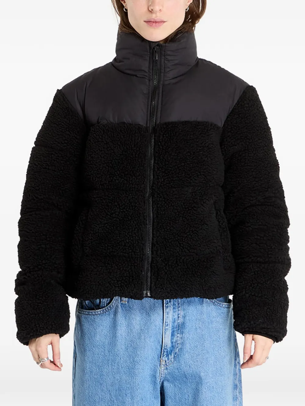 Urban Classics Panelled Puffer Jacket In Black