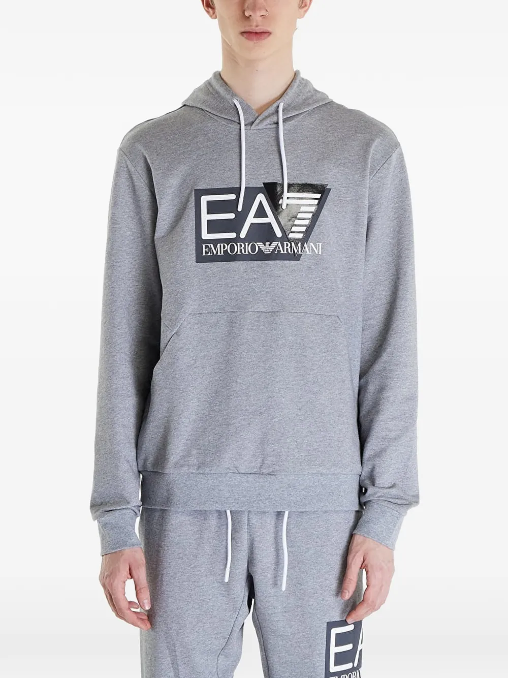 Ea7 Emporio Armani logo-print drawstring hoodie - Grau