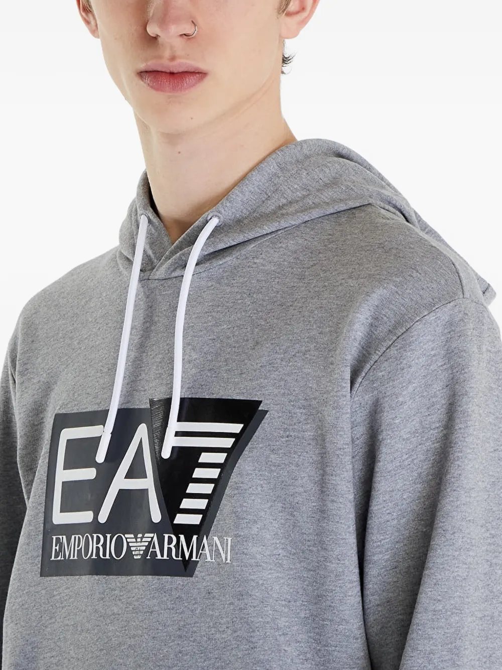 Ea7 Emporio Armani Hoodie met logoprint en trekkoord Grijs