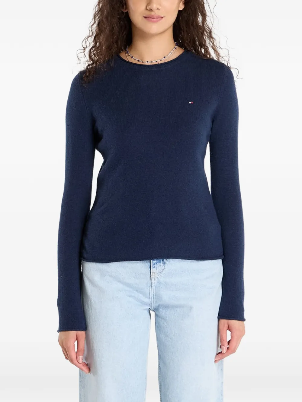 Tommy Hilfiger Logo-embroidered Sweater In Blue