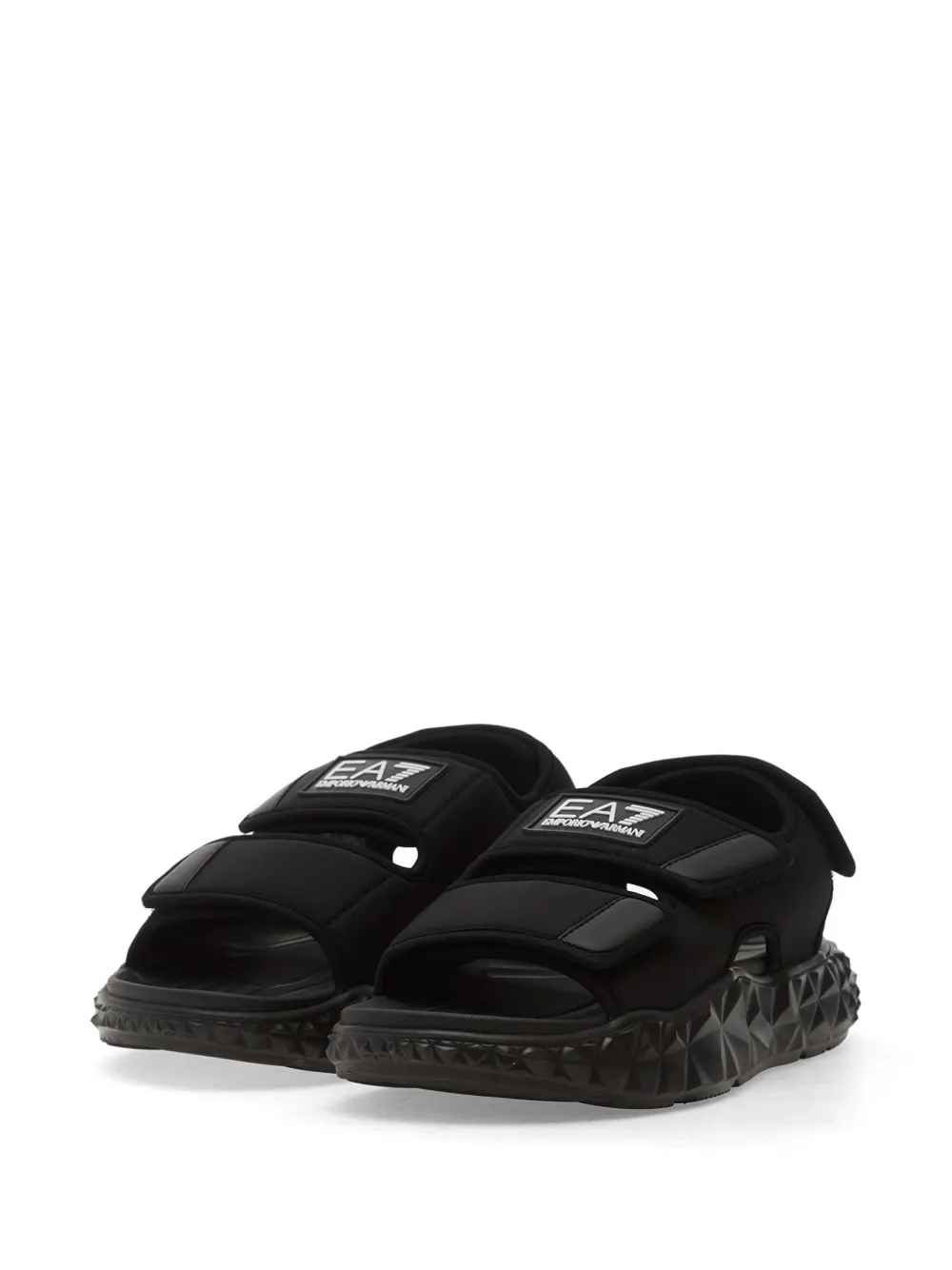 Ea7 Kombat Touch-strap Sandals In Black