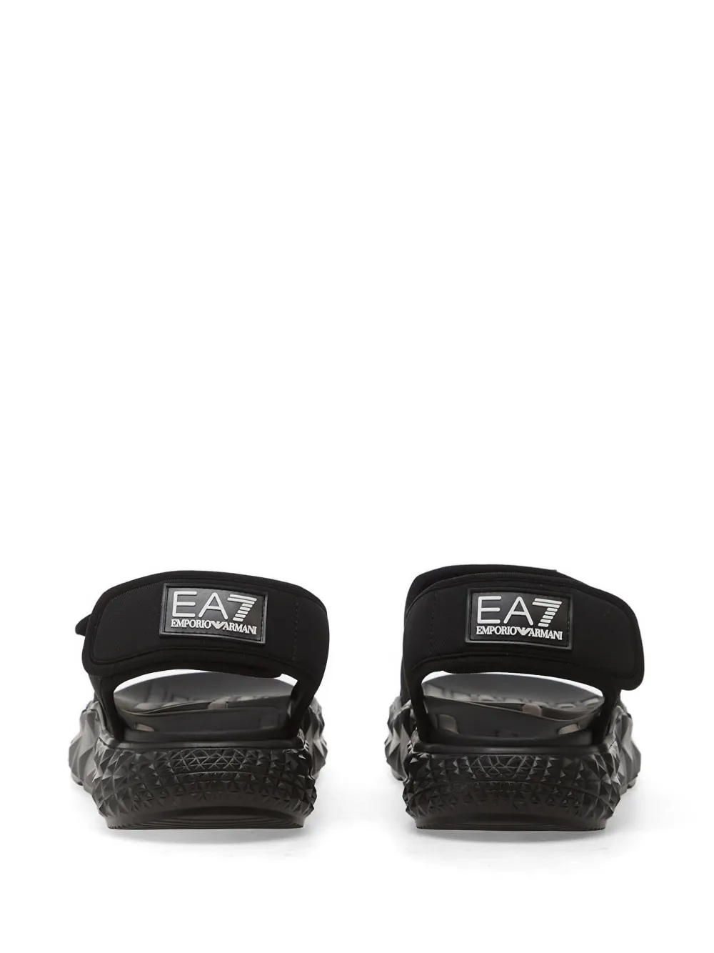 Ea7 Kombat Touch-strap Sandals In Black