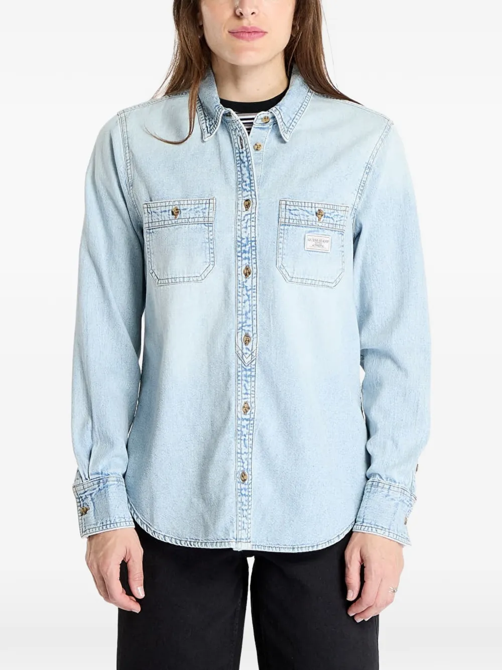 GUESS USA logo-patch shirt - Blu