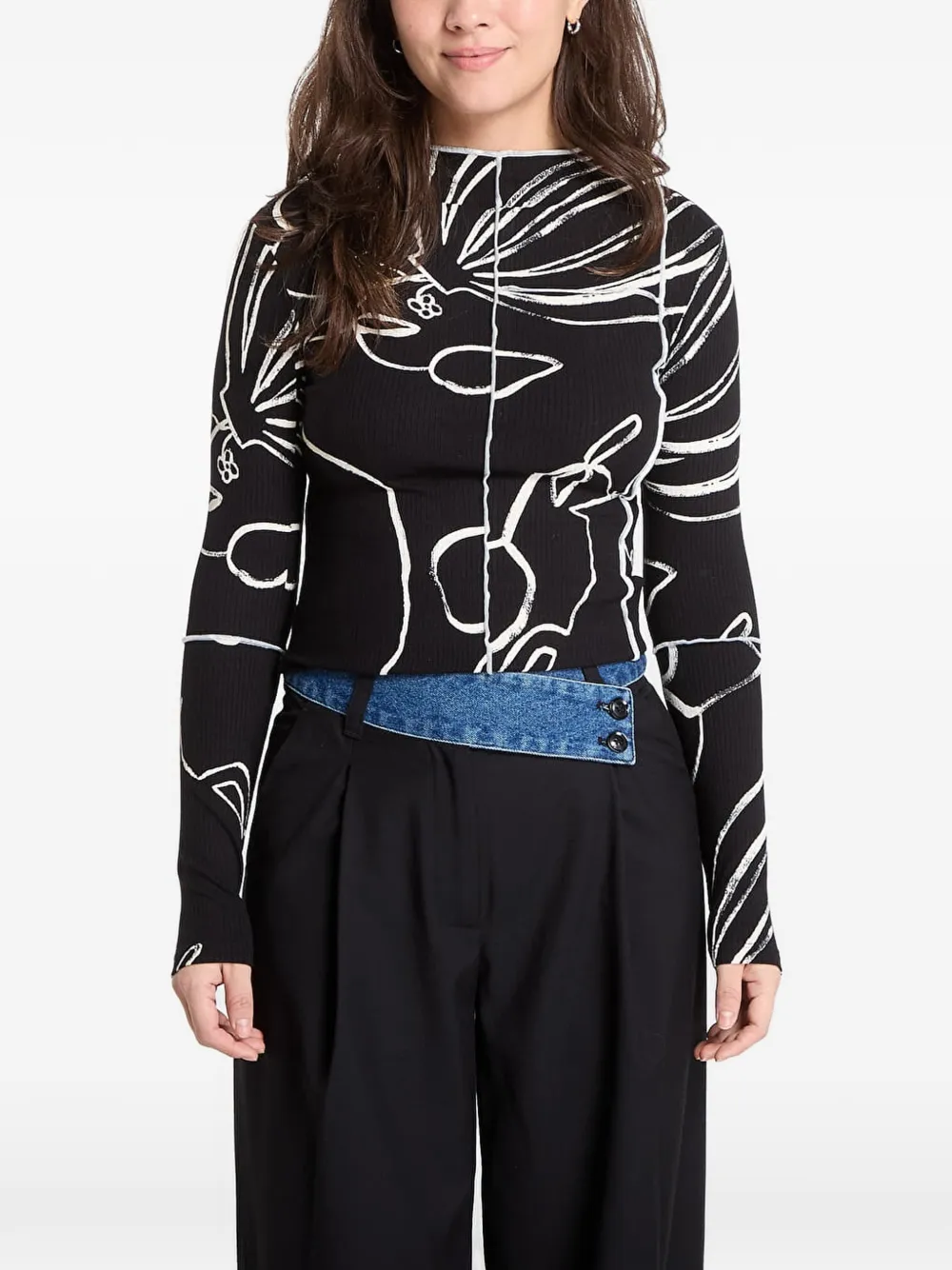 Desigual Top a fiori - Nero