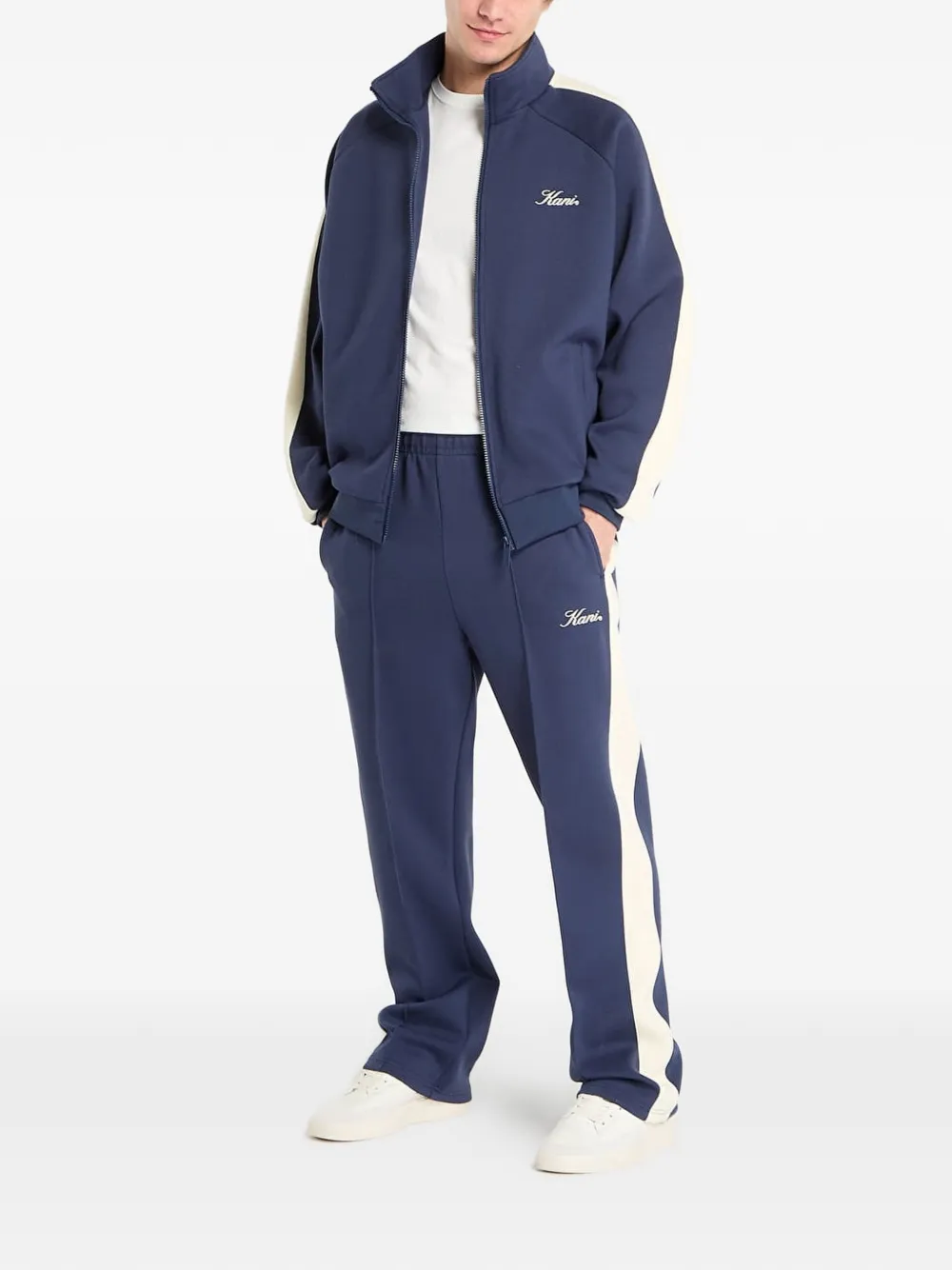 karl kani Sweater met geborduurd logo en zijstreep Blauw