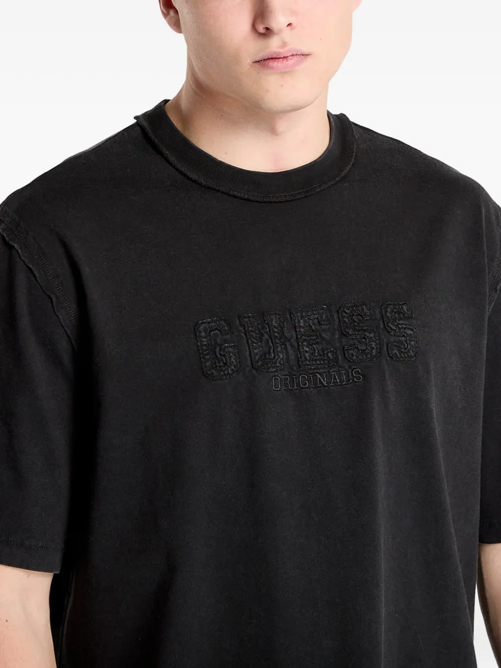 GUESS USA T-shirt met logodetail Zwart