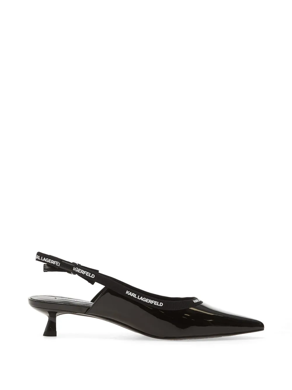 Karl Lagerfeld Jeans Slingback pumps met gelakte afwerking Zwart