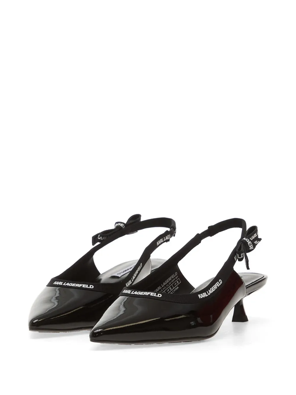 Karl Lagerfeld Jeans Slingback pumps met gelakte afwerking Zwart