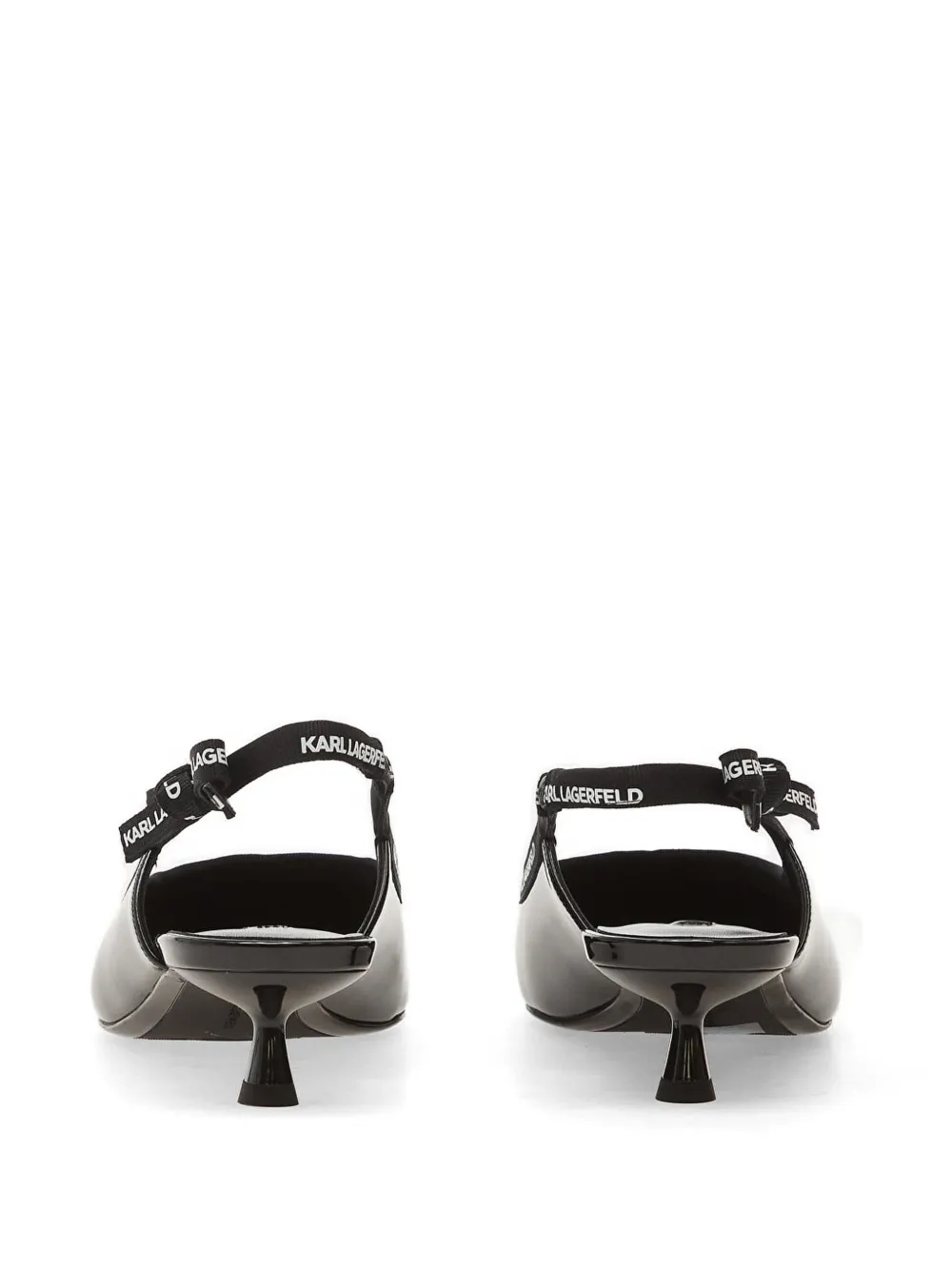 Karl Lagerfeld Jeans Slingback pumps met gelakte afwerking Zwart