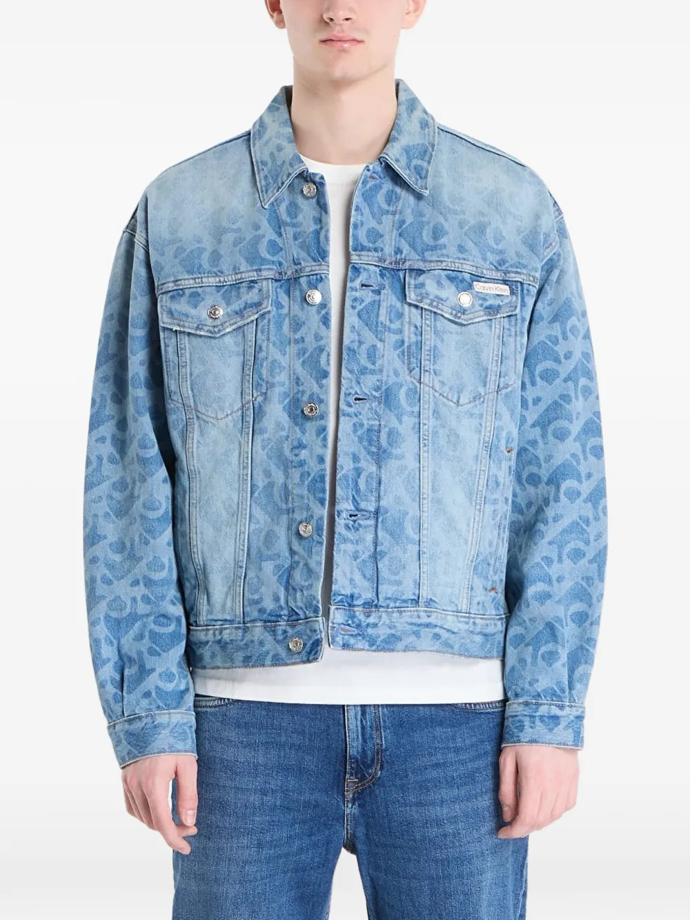 Calvin Klein 90s logo monogram-print denim jacket - Blau