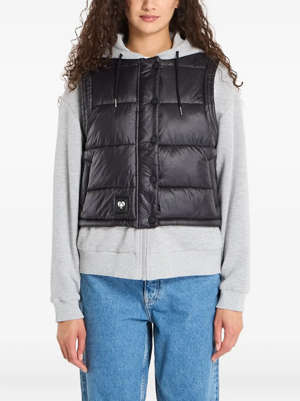 Desigual Quilted Hooded Jacket In Black