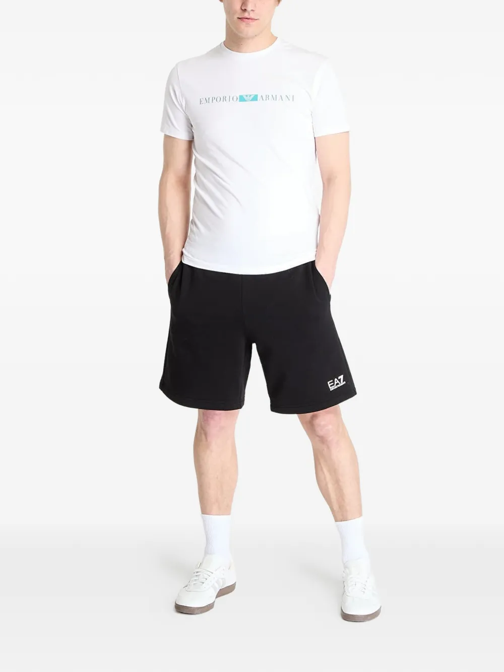 Ea7 Emporio Armani Shorts met logoprint Zwart