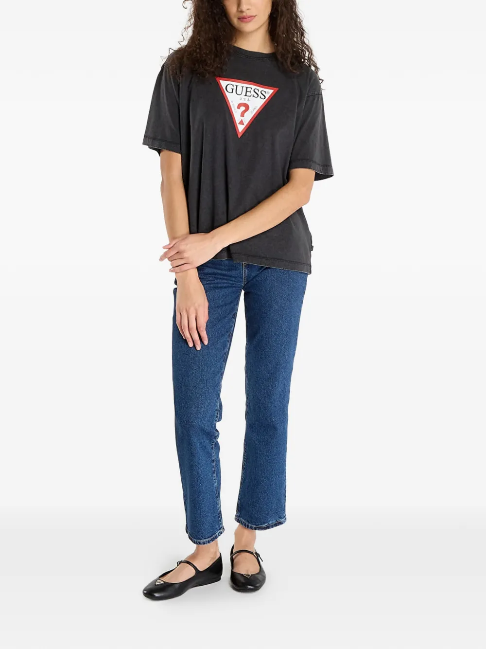 GUESS USA T-shirt met logoprint Grijs