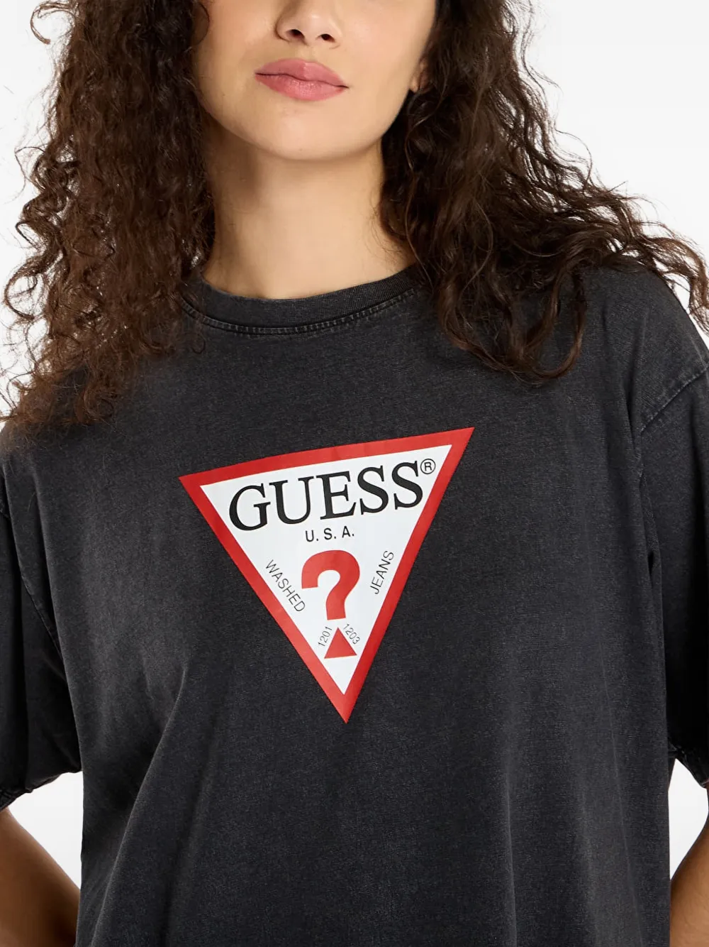 GUESS USA T-shirt met logoprint Grijs