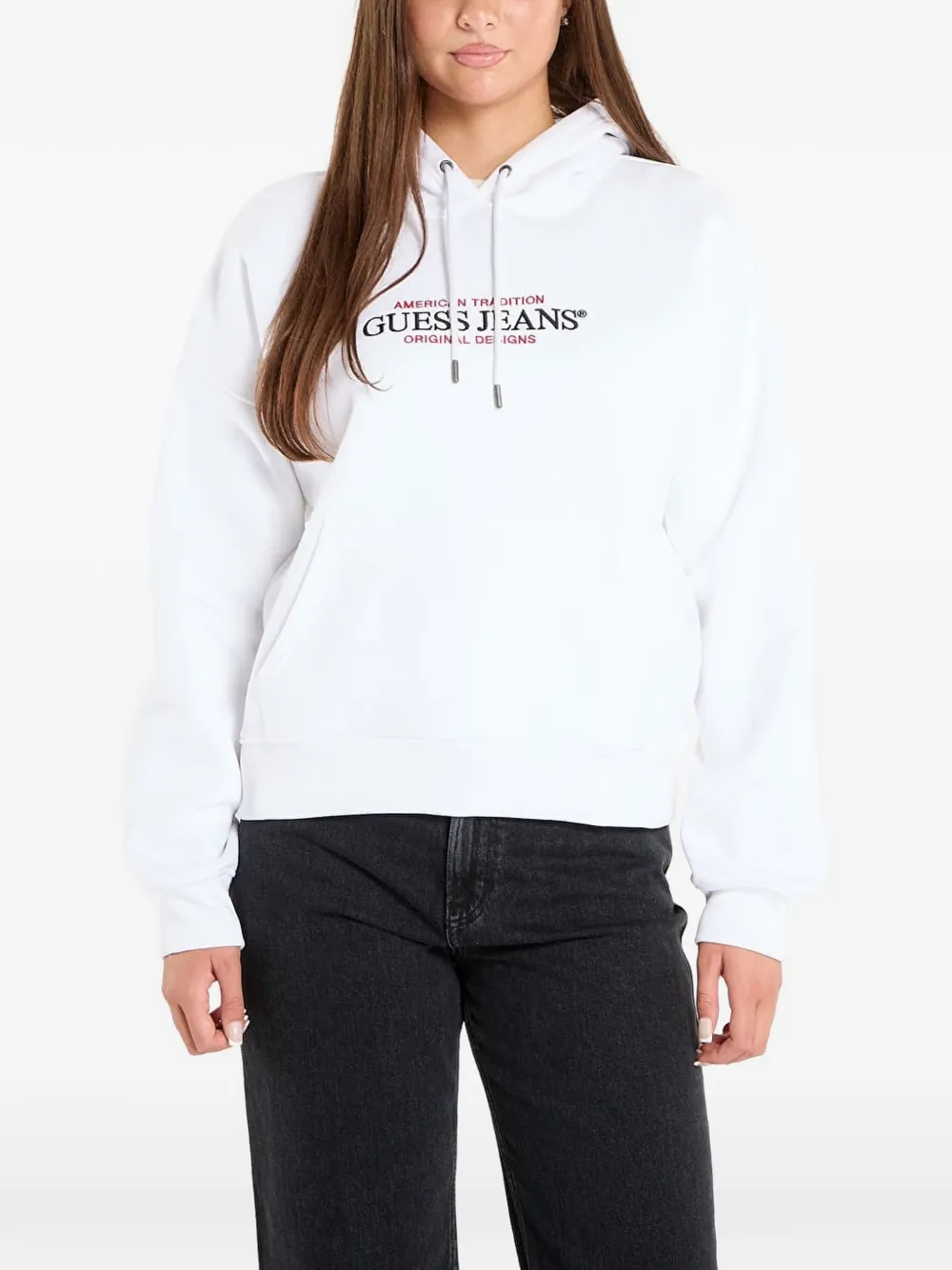 GUESS USA logo-print hoodie - Bianco