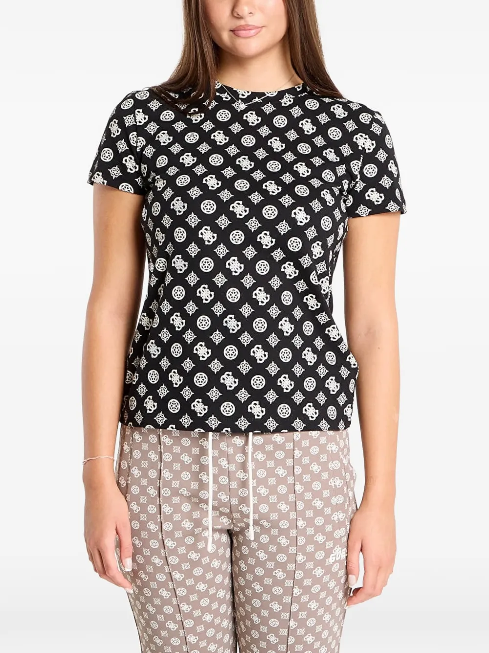 Guess Usa Monogram-print T-shirt In Blue