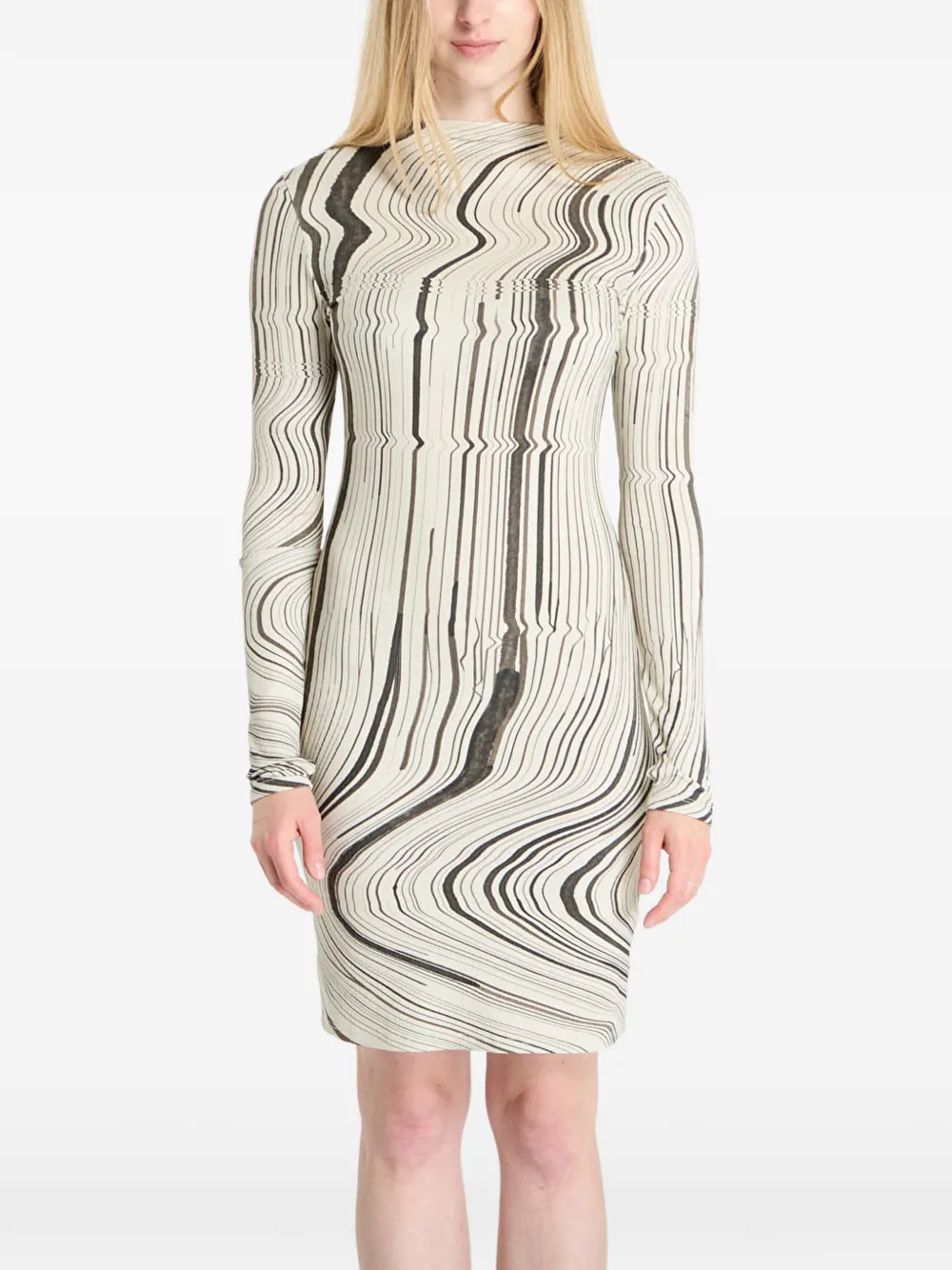 Desigual wavy striped mini dress - Bianco