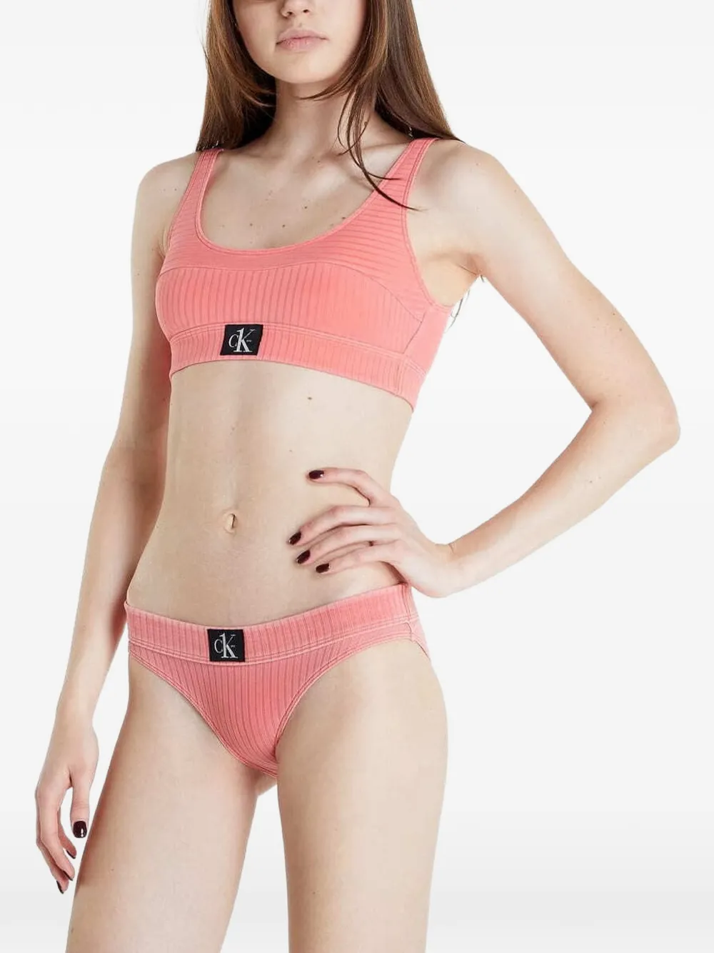 Calvin Klein logo-patch bikini bottoms - Rosa
