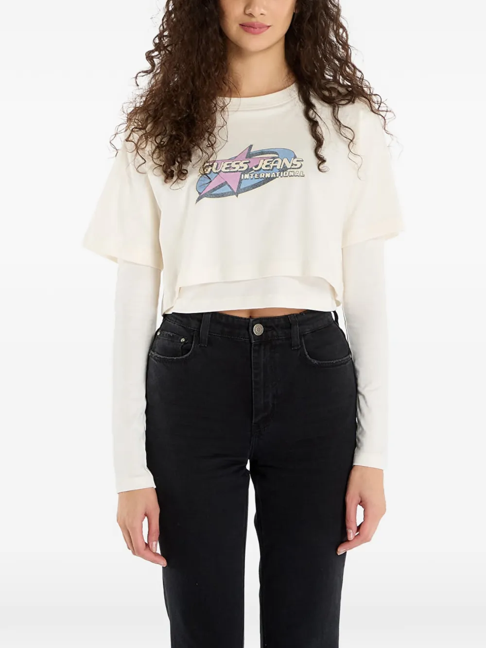 GUESS USA T-shirt a strati con stampa - Toni neutri
