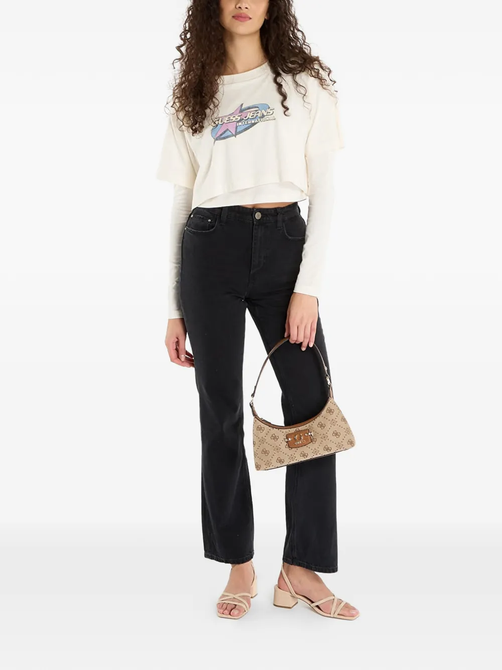 GUESS USA T-shirt met print Beige