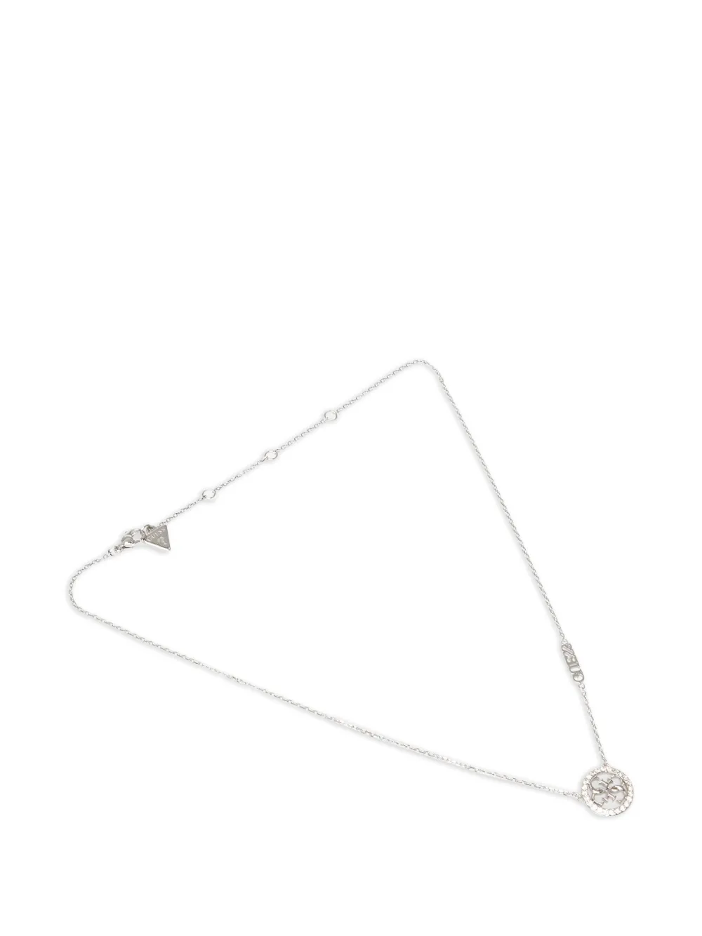 Guess Usa Crystal-embellished Logo Necklace In Metallic