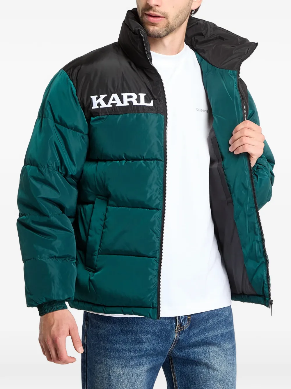 karl kani Gewatteerd jack met logoprint Groen