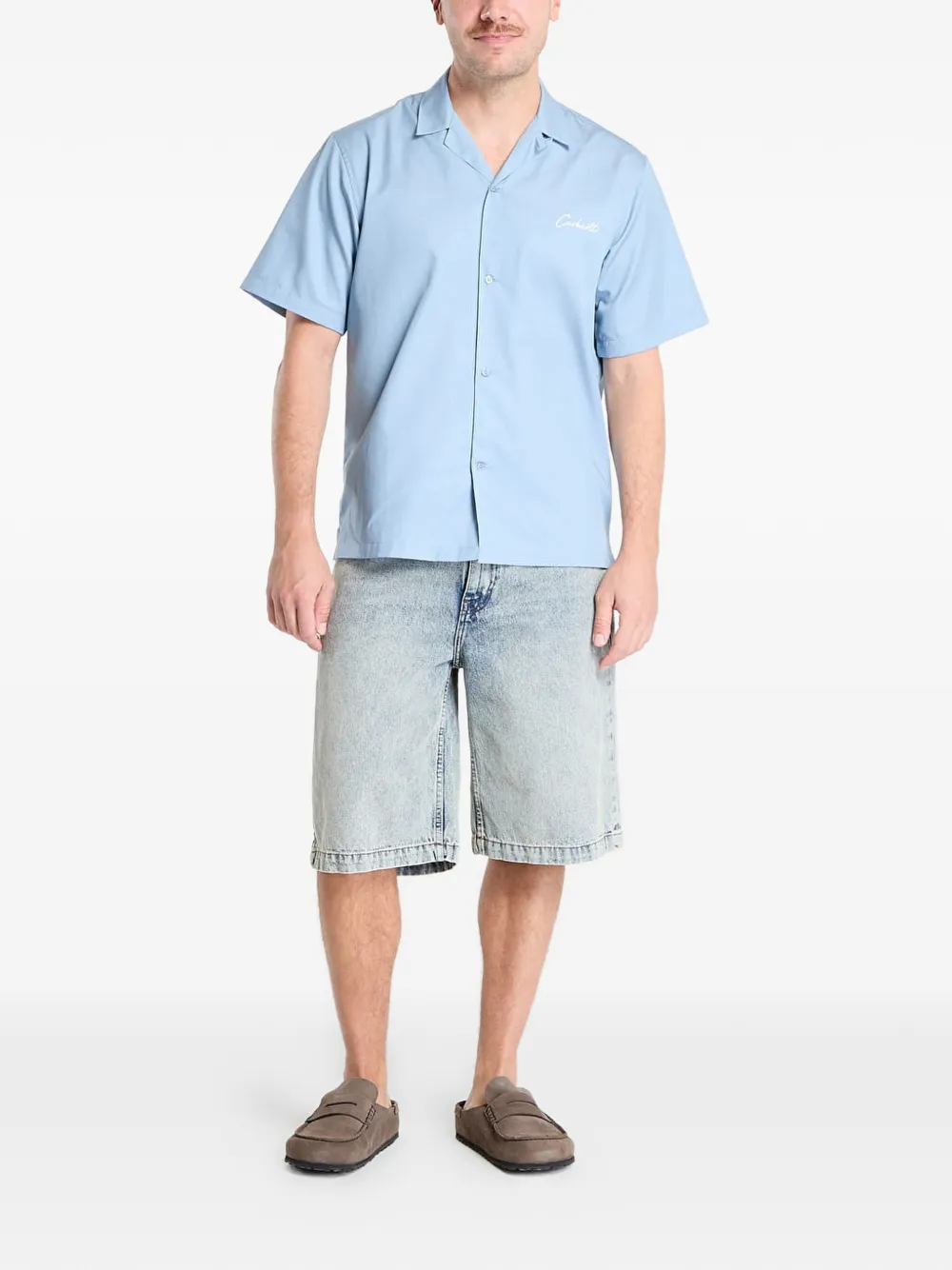 GUESS USA Denim shorts met acid-wassing Blauw
