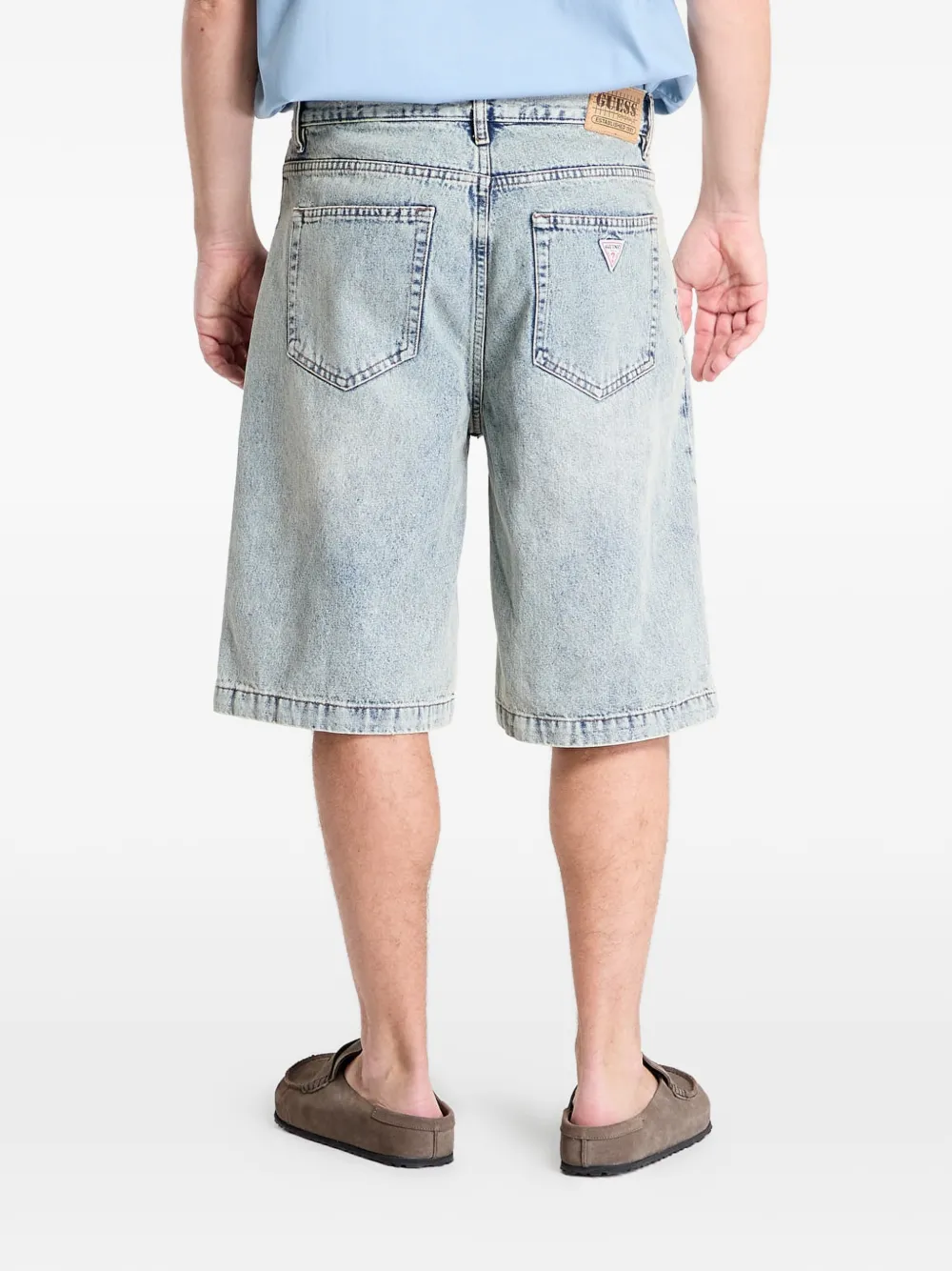 GUESS USA Denim shorts met acid-wassing Blauw