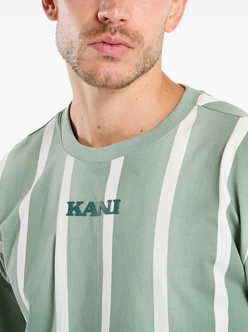 karl kani Gestreept T-shirt met logo-detail Groen