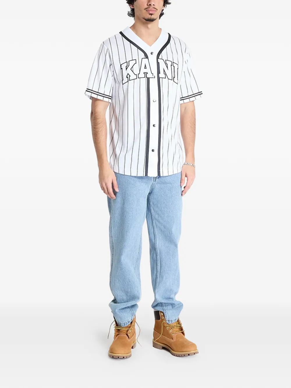 karl kani Honkbalshirt met krijtstreep Wit
