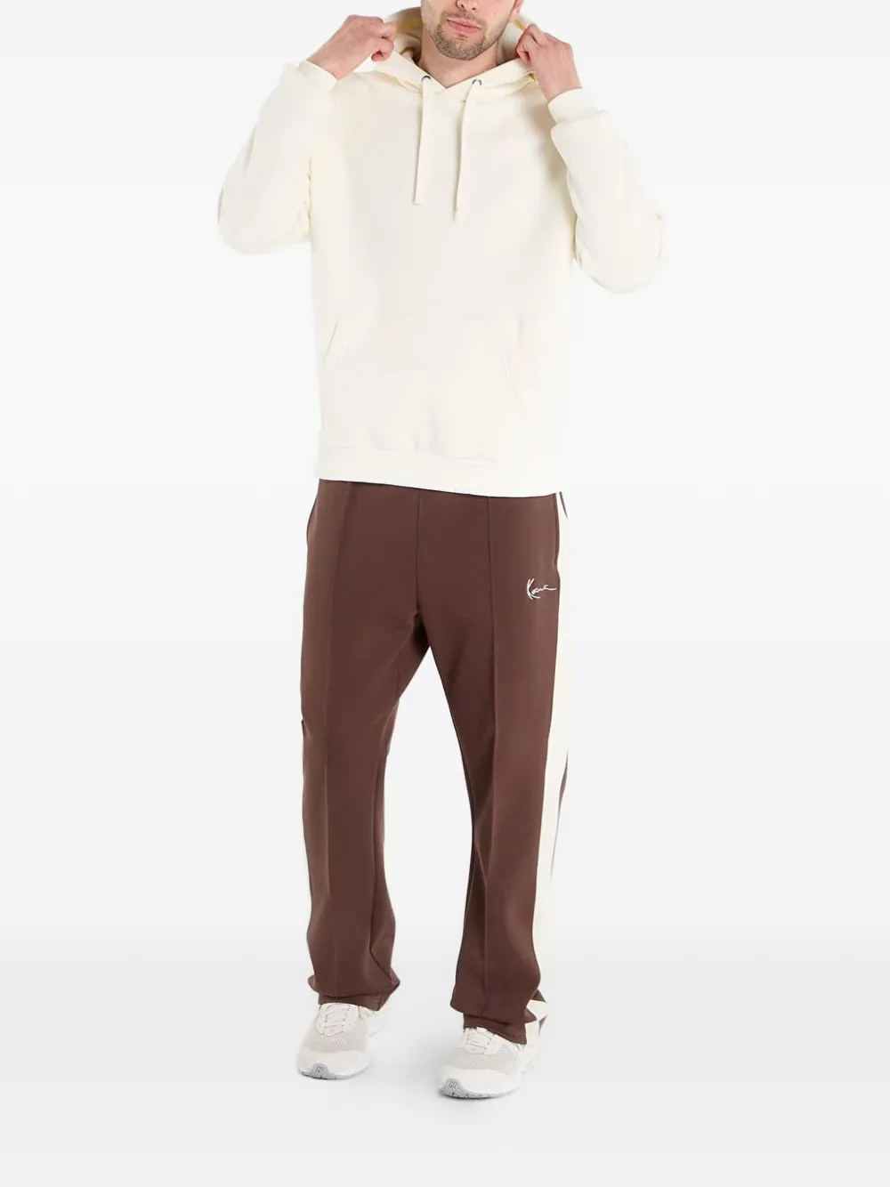 karl kani Hoodie met zak aan de voorkant Beige