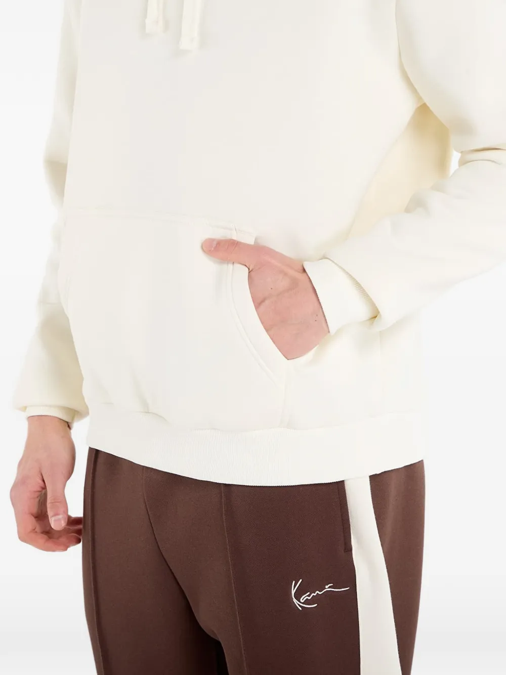 karl kani Hoodie met zak aan de voorkant Beige