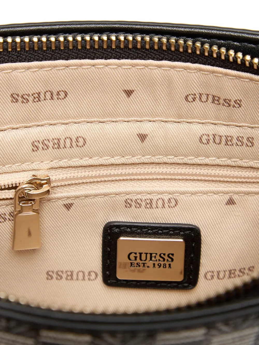 GUESS USA Kleine G Wave schoudertas met logoplakkaat Zwart