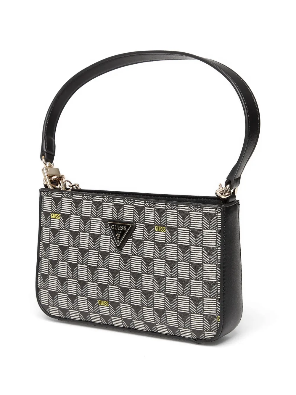 GUESS USA Kleine G Wave schoudertas met logoplakkaat Zwart