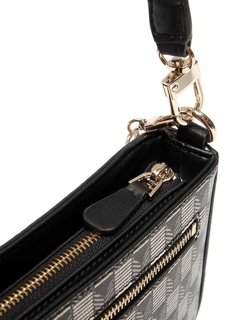 GUESS USA Kleine G Wave schoudertas met logoplakkaat Zwart