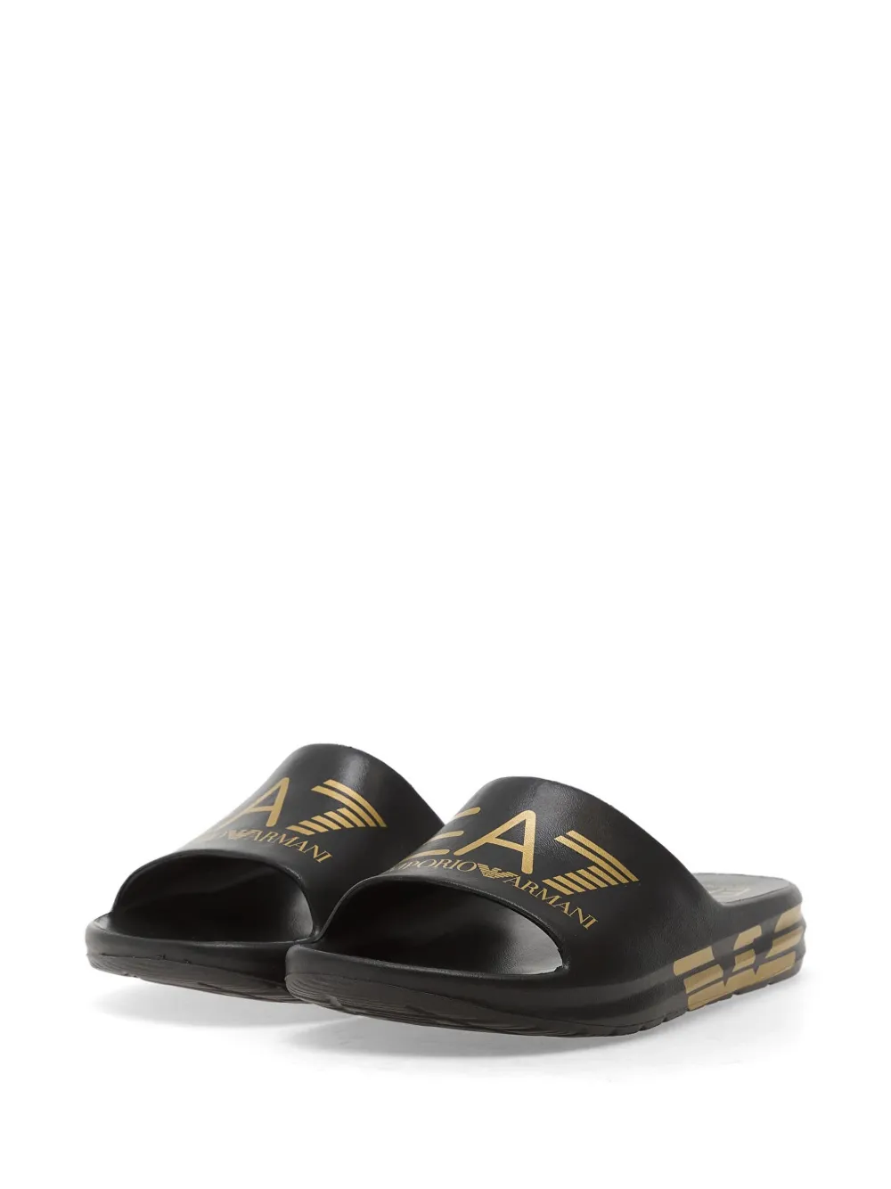 Ea7 Emporio Armani Crusher Distance logoprint slippers Zwart