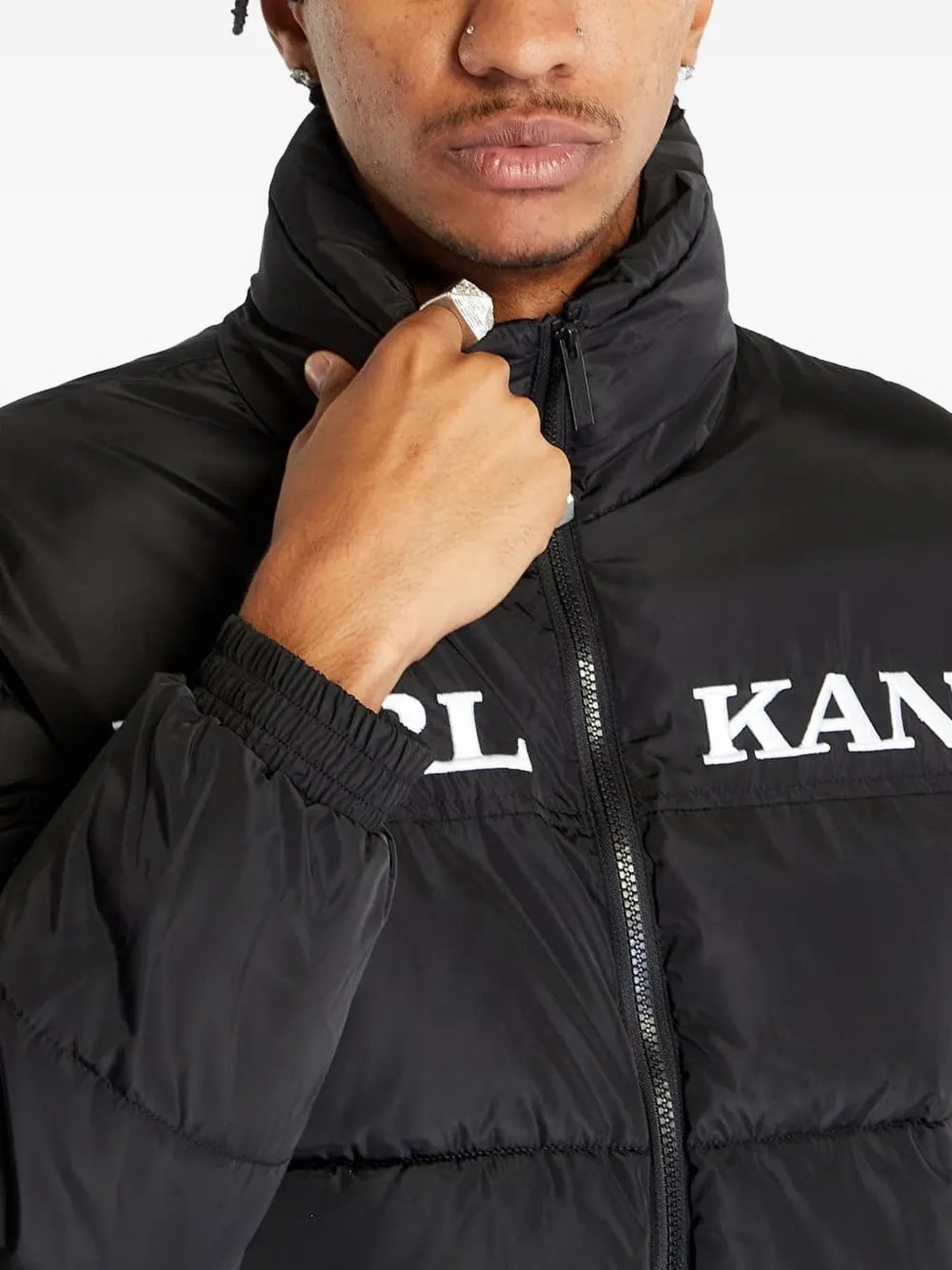 karl kani Gewatteerd jack met logoprint Zwart