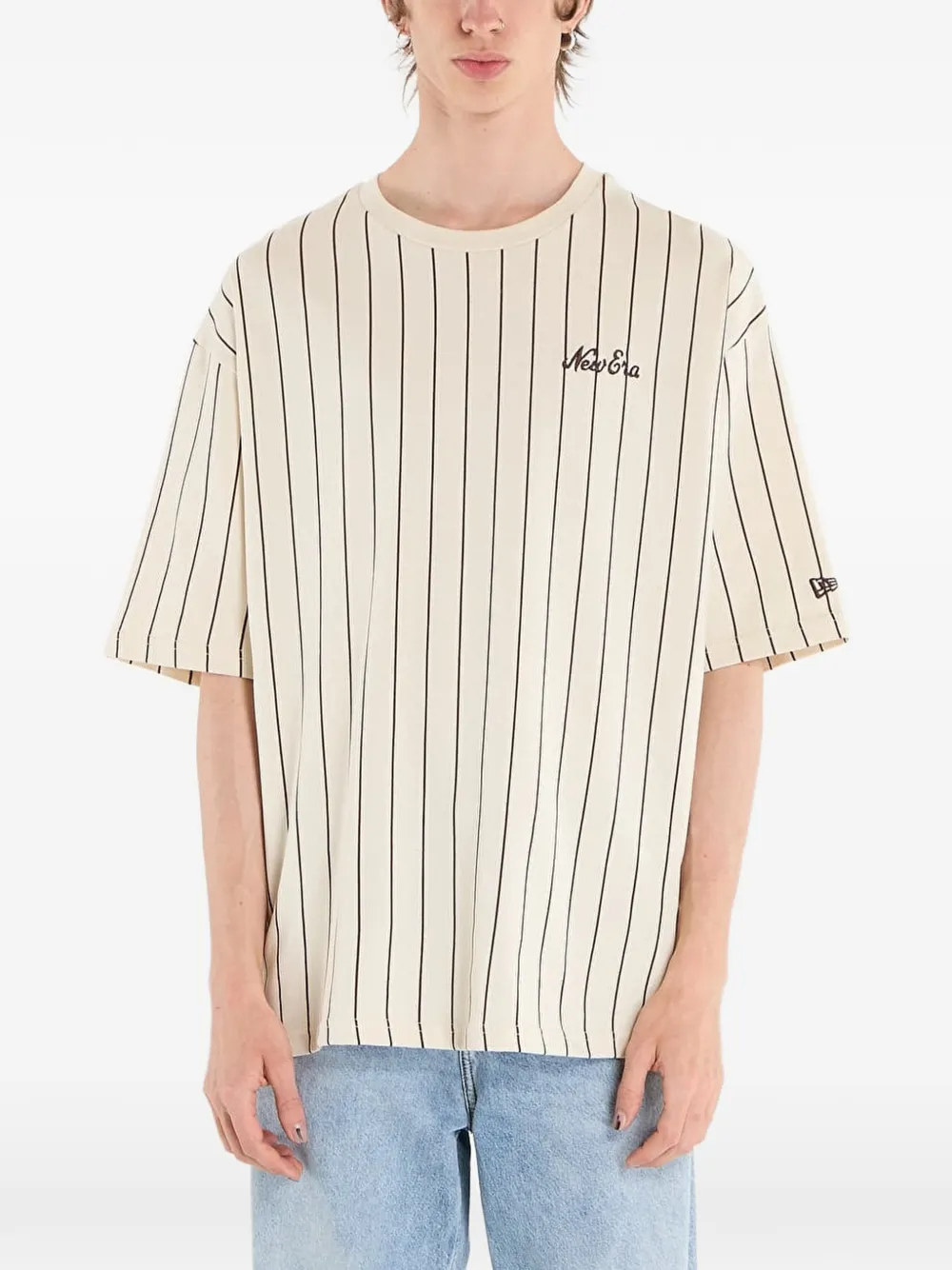 NEW ERA CAP pinstripe-print T-shirt - Toni neutri