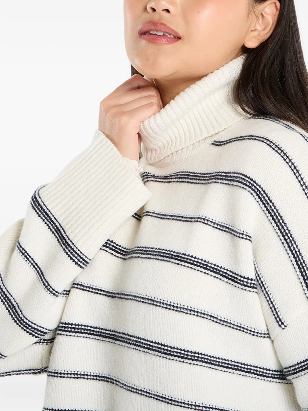Samsoe & Samsoe Roll-neck Striped Sweater In Multi