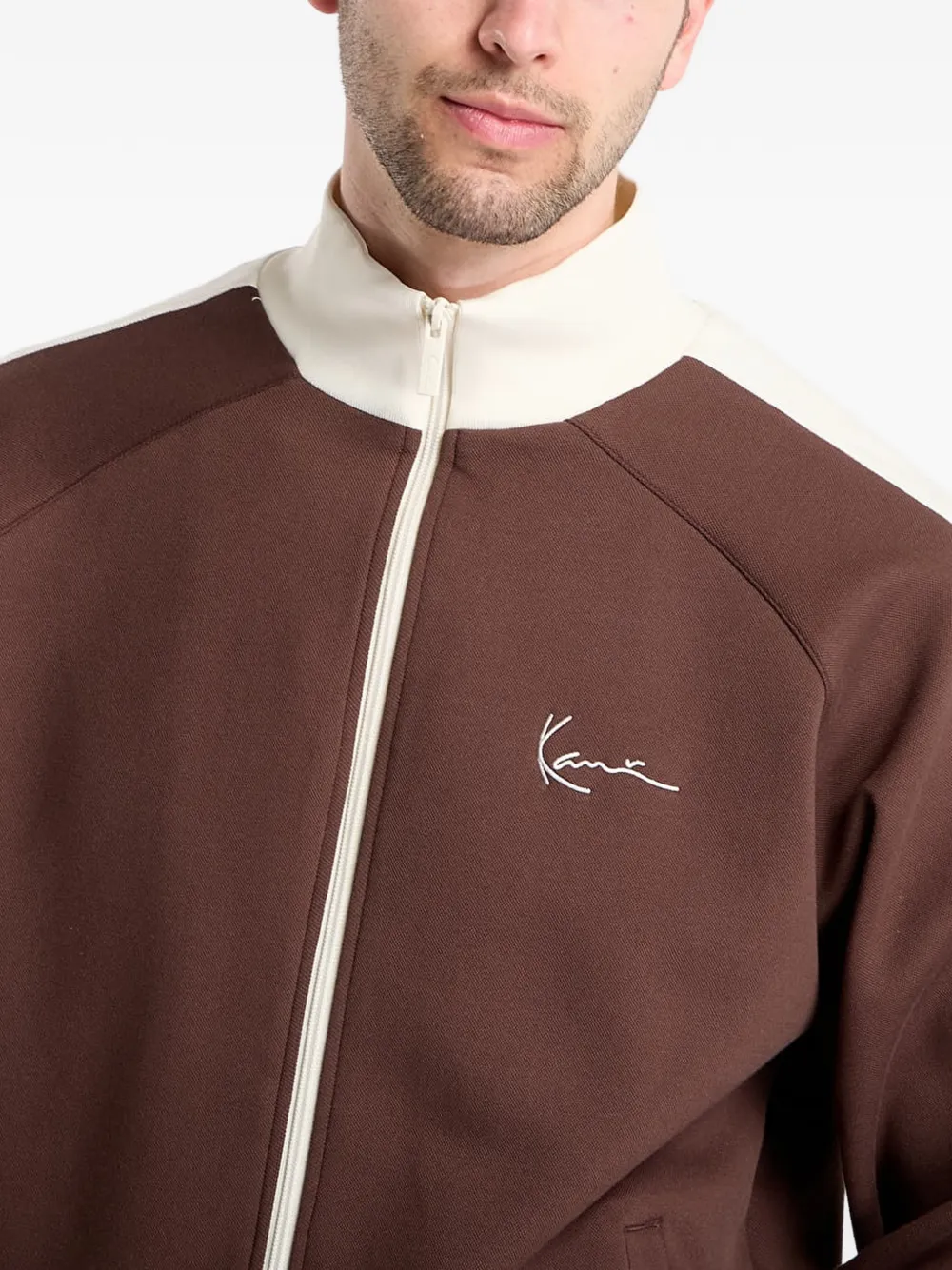 karl kani Jack met geborduurd logo en zijstreep Bruin