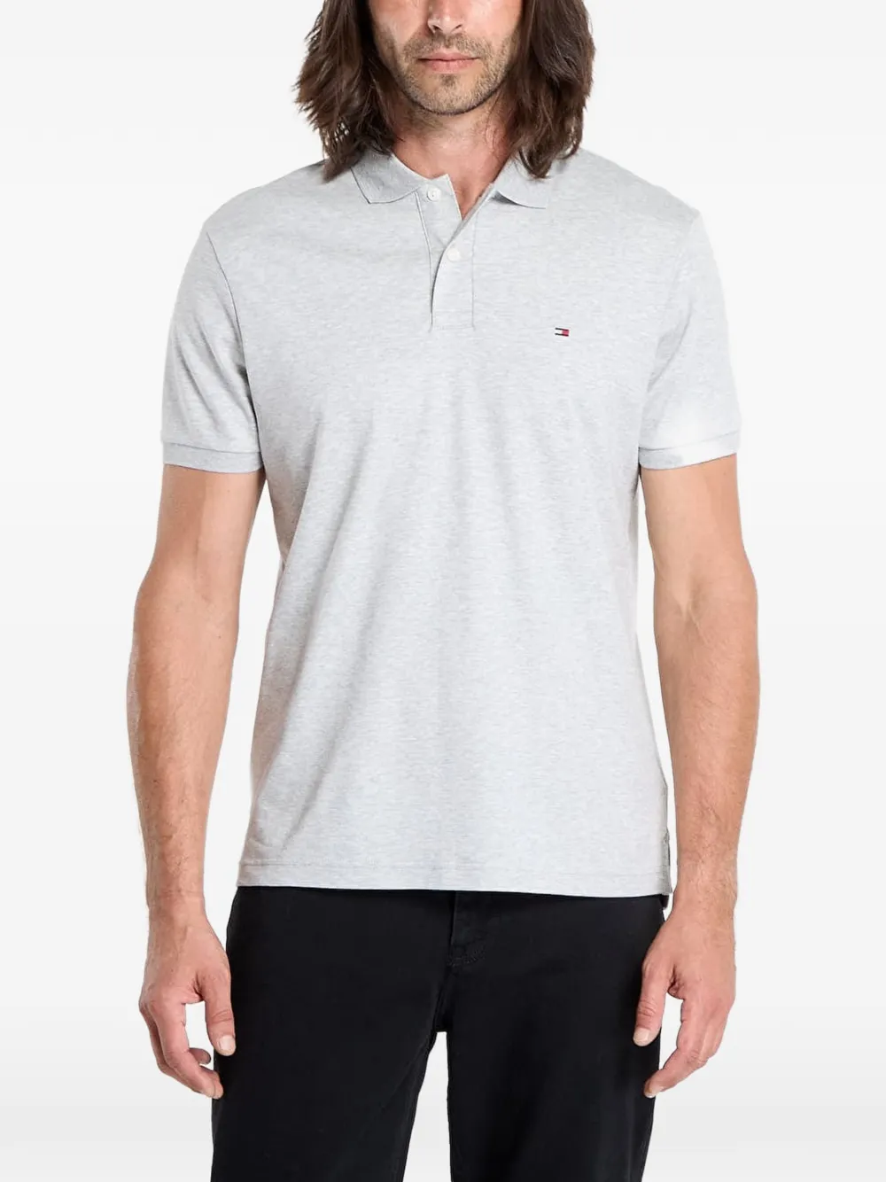 Tommy Hilfiger Polo con logo ricamato - Grigio