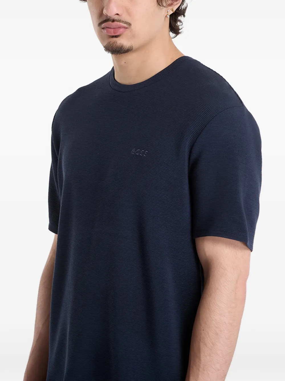 BOSS T-shirt met logodetail Blauw