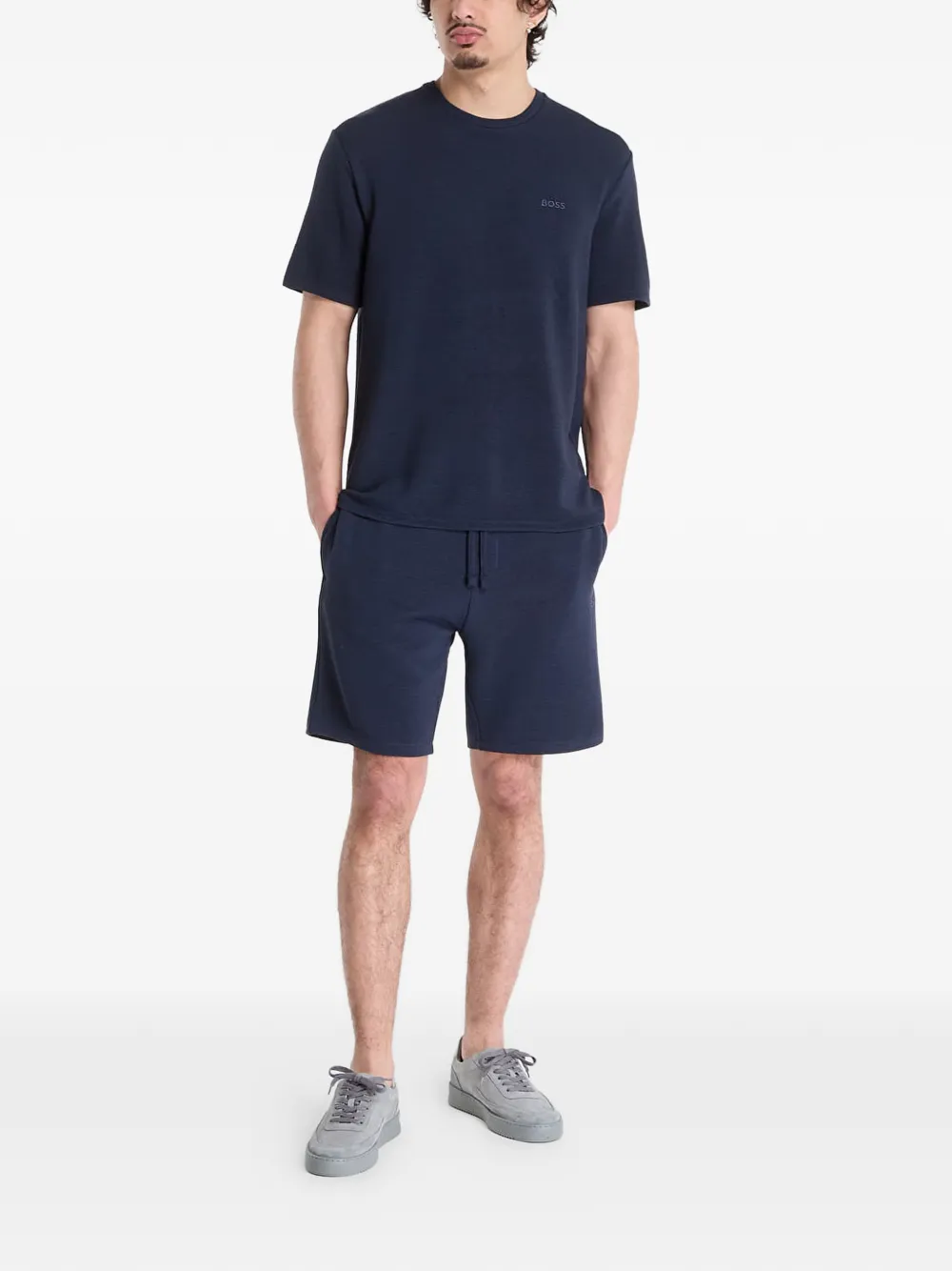 BOSS T-shirt met logodetail Blauw